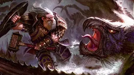 169_457x256_8567_Dwarf_vs_Hook_2d_fantasy_dwarf_warrior_monster_battle_picture_image_digital_art.jpg