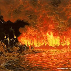 "Burning Ships" (Ted Nasmith)