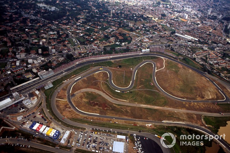 An aerial view of the Autodromo Carlos Pace at Interlagos