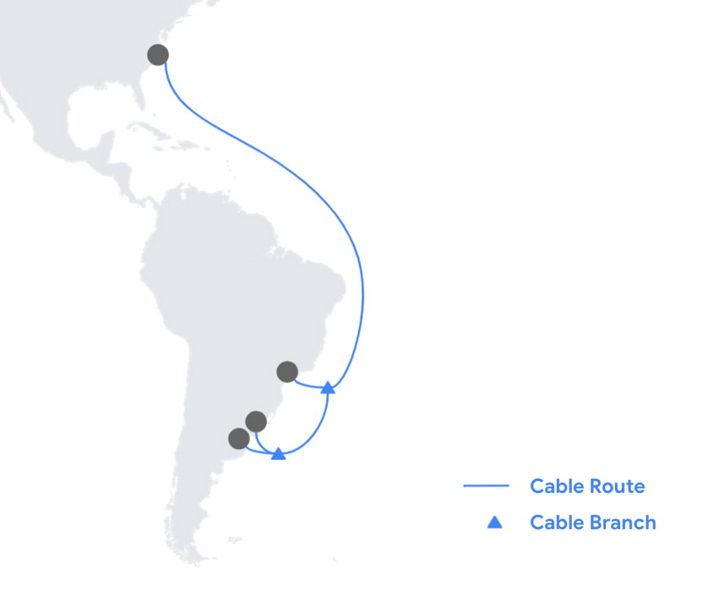 Cabo submarino Firmina do Google, que liga EUA à América do Sul