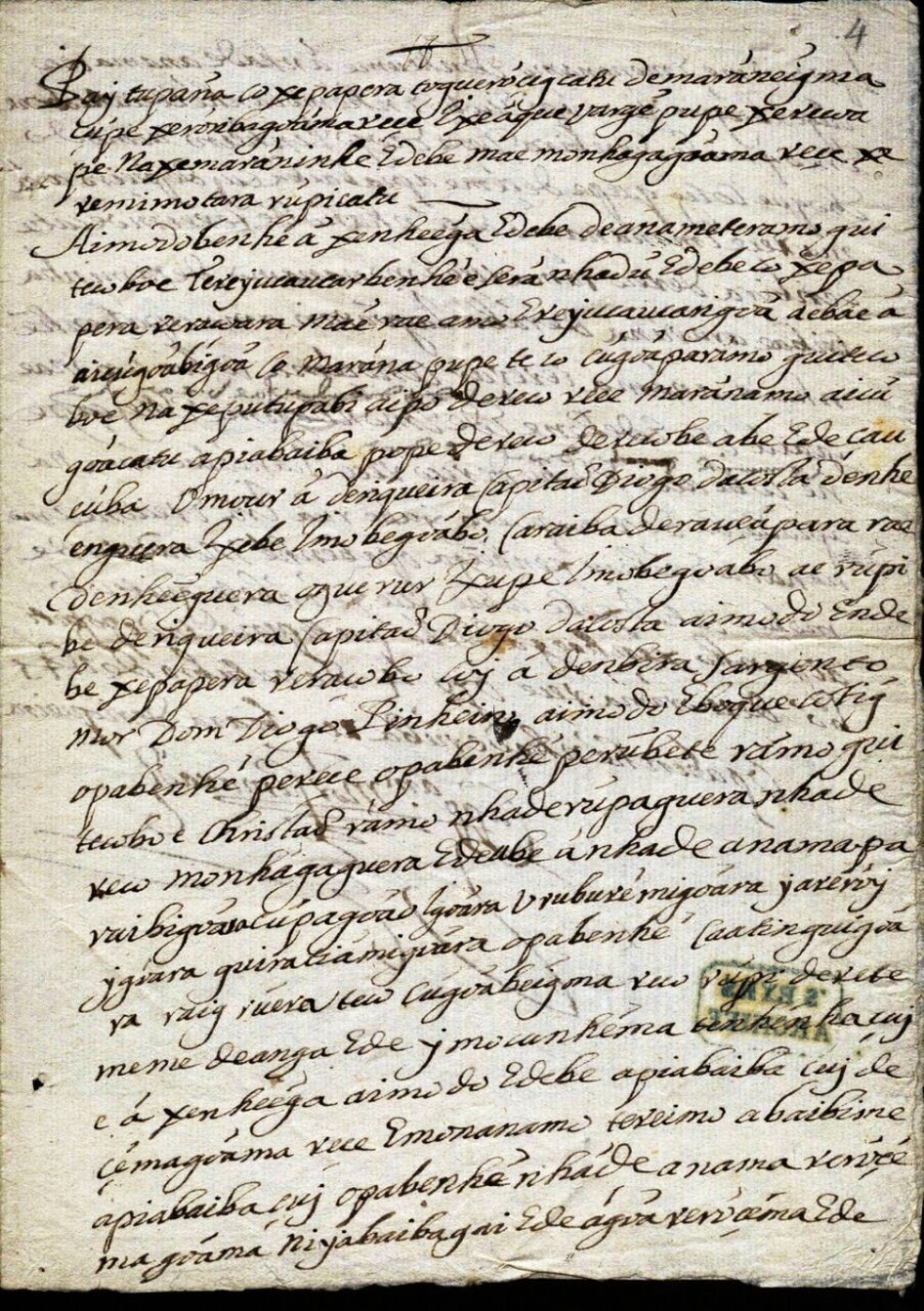 Carta em tupi de Felipe Camarão a Pedro Poti, de 4 de outubro de 1645 — Foto: Arquivo pessoal/Eduardo Navarro