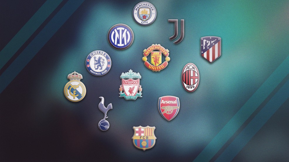 Os 12 clubes fundadores da Superliga Europeia — Foto: Infoesporte