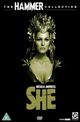 Ursula Andress portrays Ayesha in a Hammer film.